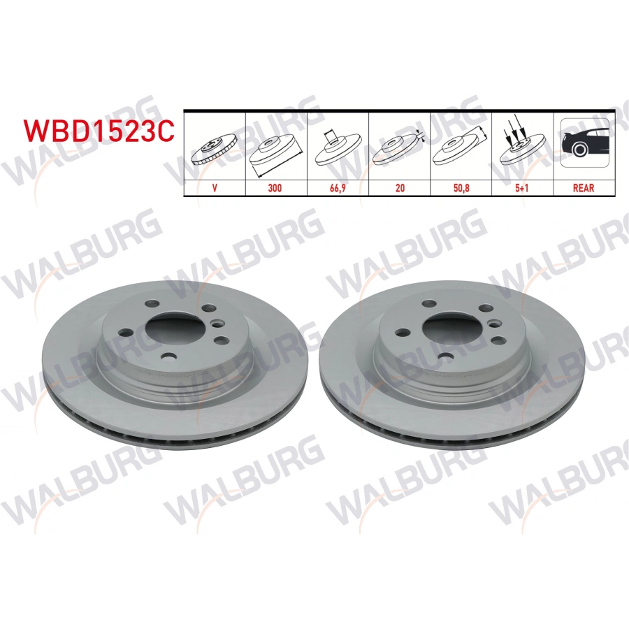 FREN DISKI ARKA HAVALI KAPLAMALI 5 BJN 300X20X66,9X50,8 BMW X1 (F48) 2.0 D - 2.0i 2014-