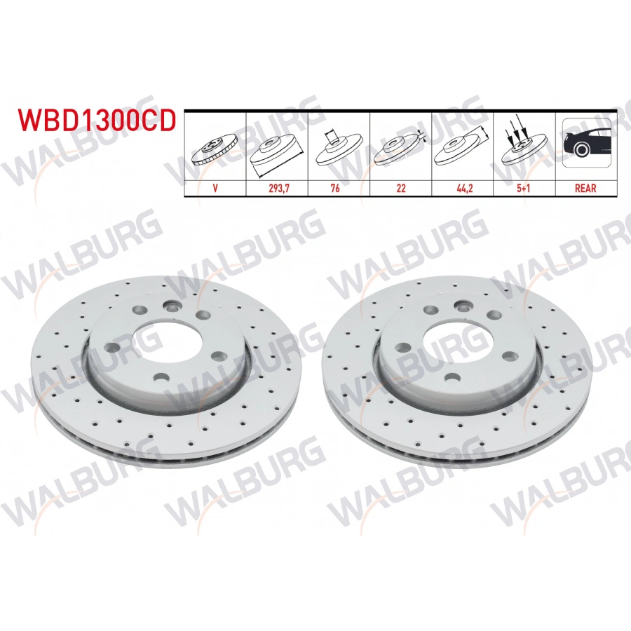 FREN DISKI ARKA HAVALI KAPLAMALI PERFORMANS DELIKLI 5 BJN 293,7X22X76X44,2 VW TRANSPORTER V 1.9 TDI-2.0 TDI-2.4-2.5 TDI 03-15/ TRANSPORTER VI 2.0 TDI 15-/ TRANSPORTER VII 2.0 TDI 19-/ MULTIVAN V 03-15