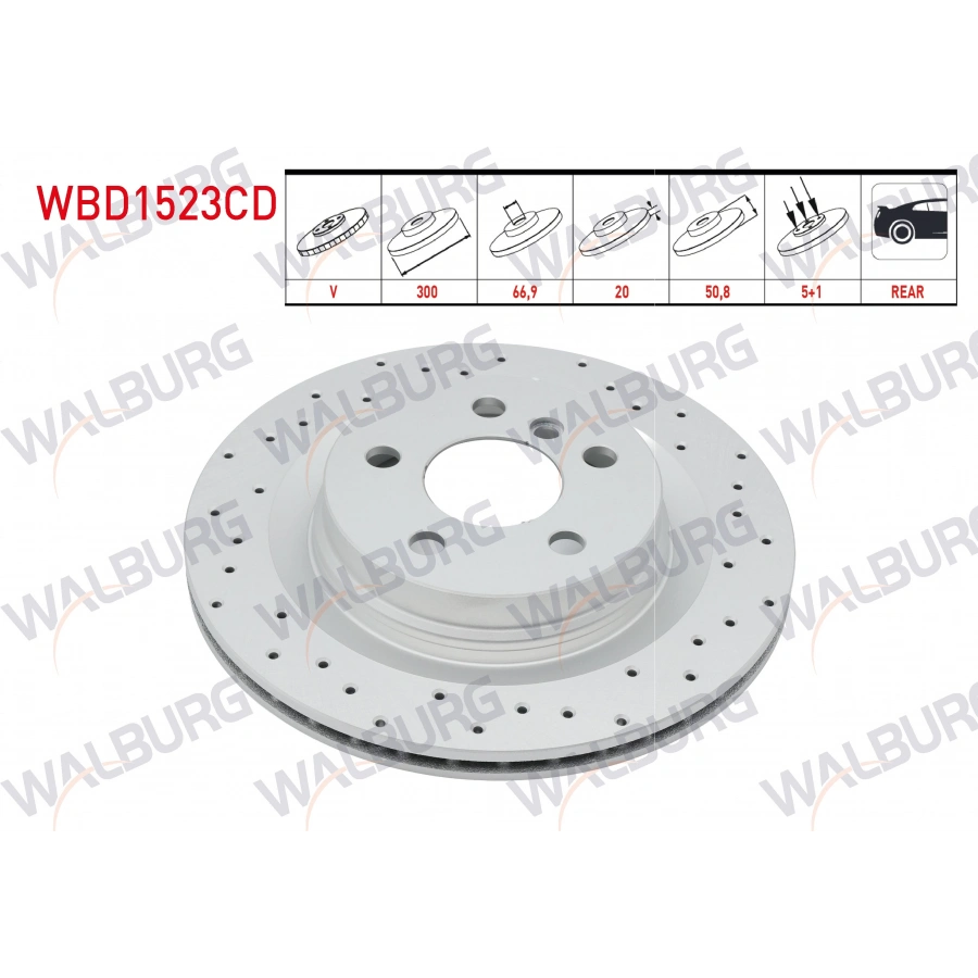 FREN DISKI ARKA HAVALI KAPLAMALI PERFORMANS DELIKLI 5 BJN 300X20X66,9X50,8 BMW X1 (F48) 2.0 D - 2.0i 2014-