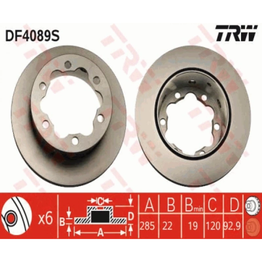 FREN DISKI ARKA MERCEDES BENZ SPRINTER 3-t 1995 - 2006, SPRINTER 4-t 1996 - 2006, SPRINTER 4,6-t 2006 >>, VARIO 1996 >> - 97-00