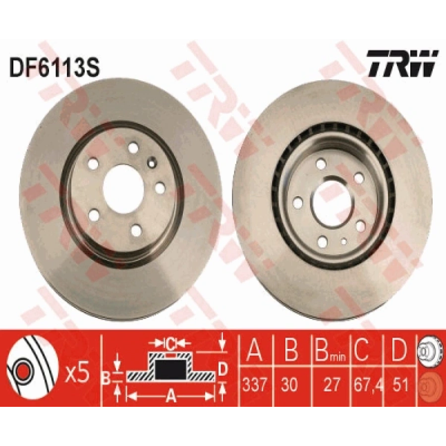 FREN DISKI ÖN 17 INCH+ 337 /30-27 mm INSIGNIA A A16LET A20NHT A28NET 10-