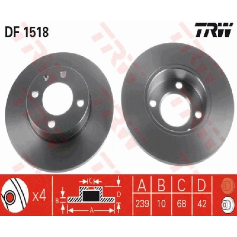 FREN DISKI ÖN DDF042 (TAKIM FIYAT) GOLF1-GOLF2-A80 BM 78-91