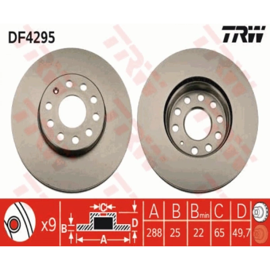 FREN DISKI ÖN DDF1218 / DF4295 (ADET FIYAT) CADDY-PASSAT-GOLF7 BM 04-
