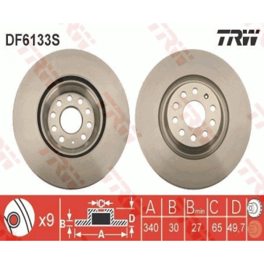 FREN DISKI ÖN DF6133S (ADET FIYAT) GOLF7-PASSAT-ARTEON-A3 BM 13-