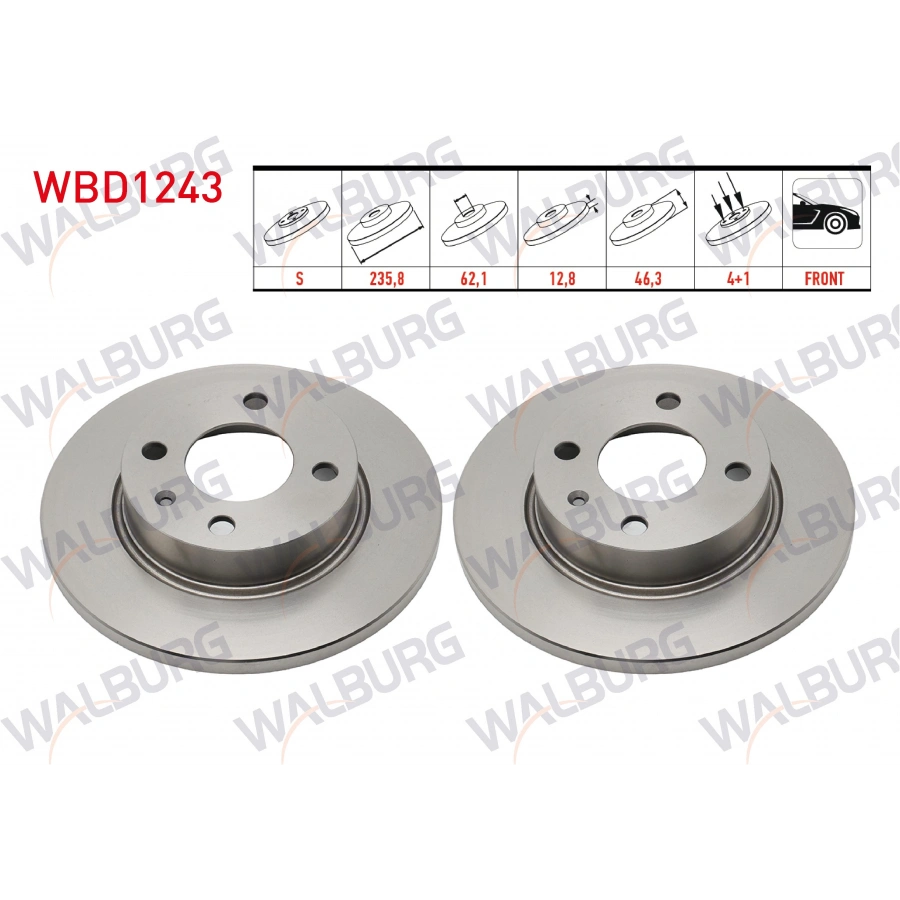 FREN DISKI ON DUZ 4 BJN 235,8X12,8X62,1X46,3 SKODA FELICIA (6U1) 1.3 1994-2002 / FELICIA (6U1) 1.6 1994-2002 / FELICIA (6U1) 1.9 D 1994-2002