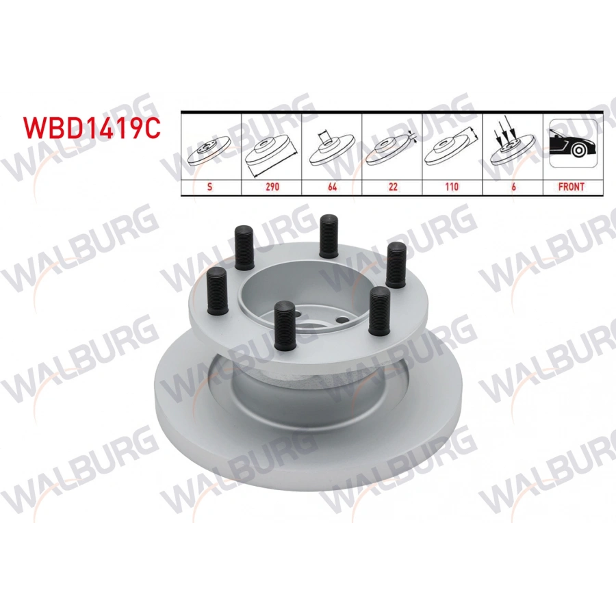 FREN DISKI ON DUZ 6 BJN 290X22X64X110 IVECO DAILY III (35 C15) 2.3 D 1999-2006 / DAILY III (35 C15) 2.8 D 1999-2006