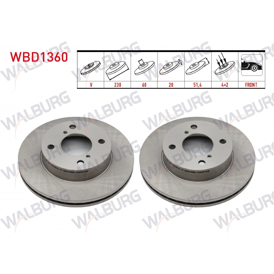 FREN DISKI ON HAVALI 4 BJN 230X20X60X51,4 SUZUKI ALTO V (GF) 1.0 2009-