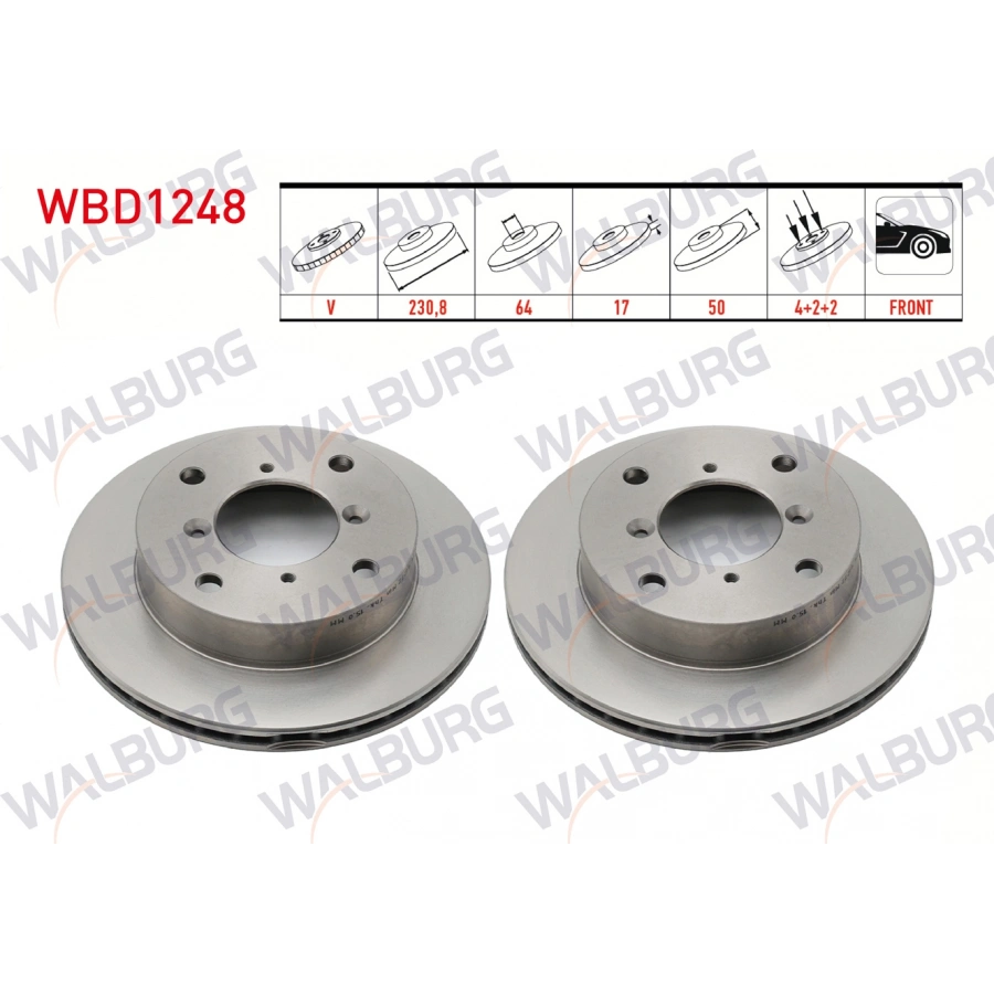 FREN DISKI ON HAVALI KAPLAMALI PERFORMANS DELIKLI 4 BJN 231,3X17X64X50 SUZUKI SWIFT II (EA,MA) 1.3i 1989-2004 / ALTO III (EF) 1.0 1994-2002