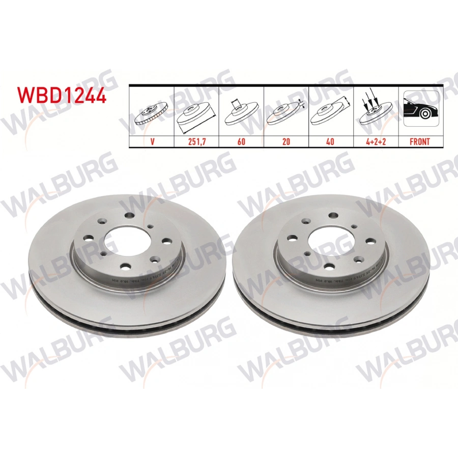 FREN DISKI ON HAVALI 4 BJN 251,7X20X60X40 SUZUKI SWIFT III 1.3i 2005-2010/ SWIFT III 1.3 DDIS 2005-2010/ SWIFT III 1.5i 2005-2010/ SPLASH 1.2i 2008-/ SPLASH 1.3 DDIS 2008-