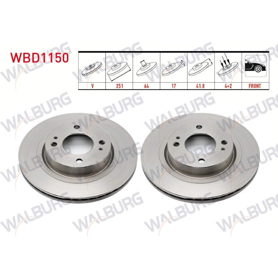 FREN DISKI ON HAVALI KAPLAMALI PERFORMANS DELIKLI 4 BJN 251X17X64X41,8 MITSUBISHI ATTRAGE (A10_) 1.2 2014- / SPACE STAR VI (A0_A) 1.2 2012-