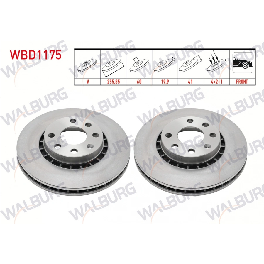 FREN DISKI ON HAVALI 4 BJN 255,85X19,9X60X41 OPEL CORSA B 1.6i 16v 1993-2000/ ASTRA F 1.8 1991-1998/ TIGRA A 1.4 1994-2000/ TIGRA A 1.6 16v 1994-2000/