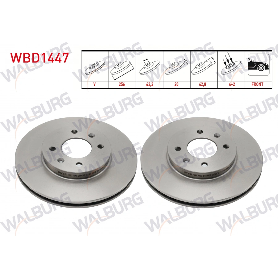 FREN DISKI ON HAVALI 4 BJN 256X20X62,2X42,8 KIA PICANTO 1.0 MPI - 1.25 MPI 2017-