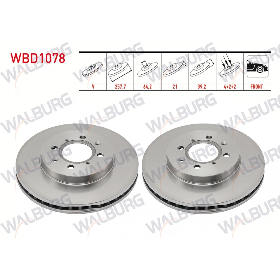 FREN DISKI ON HAVALI 4 BJN 257,7X21X64,2X39,2 HONDA JAZZ II (GD) 1.4i 2002-2004