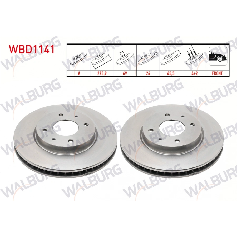 FREN DISKI ON HAVALI 4 BJN 275,9X26X69X45,5 MITSUBISHI LANCER VII (CSA) 1.3 2003-2007 / LANCER VII (CSA) 1.6 2003-2007