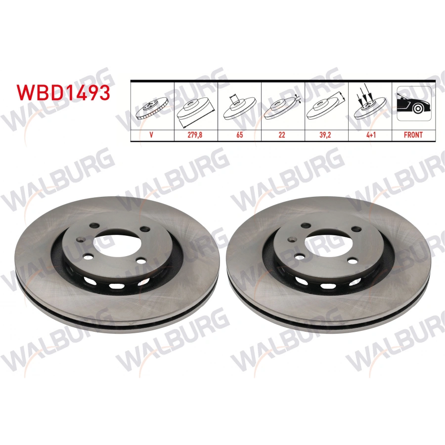 FREN DISKI ON HAVALI 4 BJN 279,8X22X65X39,2 VOLKSWAGEN PASSAT (3A2,35I) 1.8 1988-1997 / SEAT IBIZA II (6K1) 1.8i 16v 1993-2002