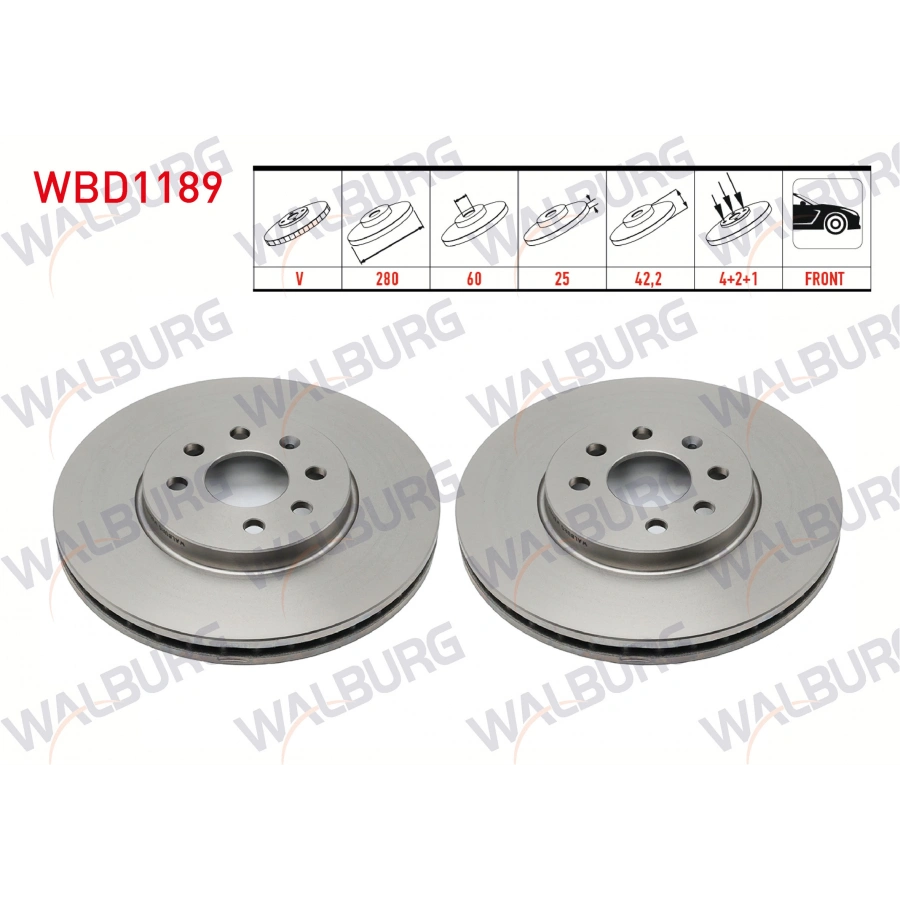 FREN DISKI ON HAVALI 4 BJN 280X25X60X42,2 OPEL COMBO C 1.3 CDTI - 1.7 CDTI - 2001-2006/ MERIVA A 1.6 - 1.3 CDTI 2003-2010/ ASTRA H 1.4i - 1.6i -1.3 CDTI 2004-2010
