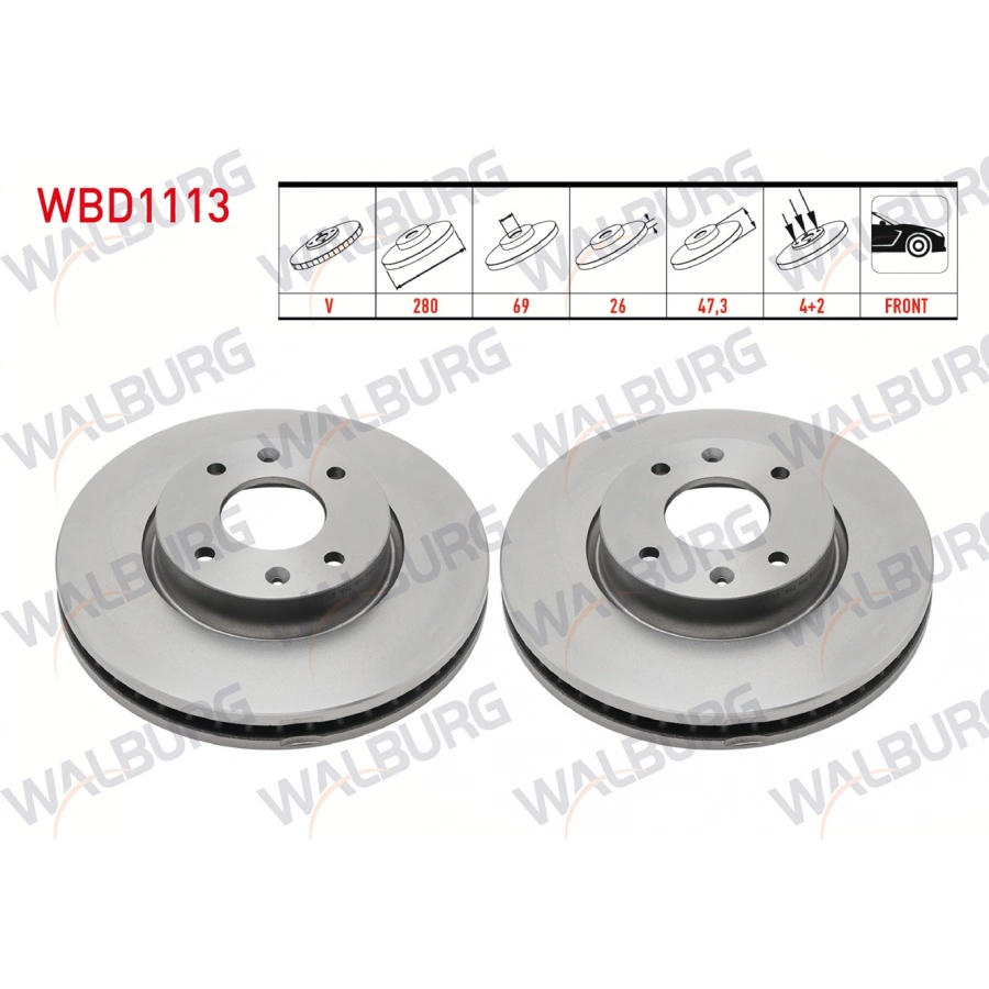 FREN DISKI ON HAVALI KAPLAMALI PERFORMANS DELIKLI 4 BJN 280X26X69X47,3 HYUNDAI ELANTRA 1.6i - 2.0 CRDI - 2.0 2001-2007/SONATA IV 2.0i 2001-2004/SONATA V 2.0 CRDI -2.0 2005-2010/KIA MAGENTIS 2.0i 16v