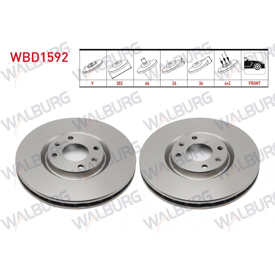 FREN DISKI ON HAVALI KAPLAMALI PERFORMANS DELIKLI 4 BJN 302X26X66X34 C4 - DS4 - DS5 1.6 THP 2011-/OPEL CORSA F 1.2 - 1.5 D 2019-/PEUGEOT 208 1.2 - 1.4 HDI 2012-/2008 1.5 BlueHDI 2018-/308 II 1.6 THP