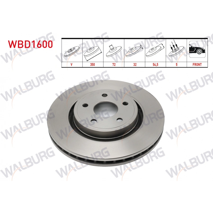 FREN DISKI ON HAVALI 5 BJN 18 JANT 350X32X72X54,5 JEEP GRAND CHEROKEE IV (WK,WK2) 3.0 CRD - 3.6 V6 2010-