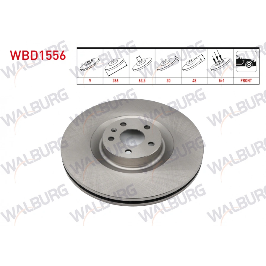 FREN DISKI ON HAVALI 5 BJN 19 JANT 366X30X63,5X48 VOLVO XC60 D3 - D4 - D5 - 2.4 D 2008-