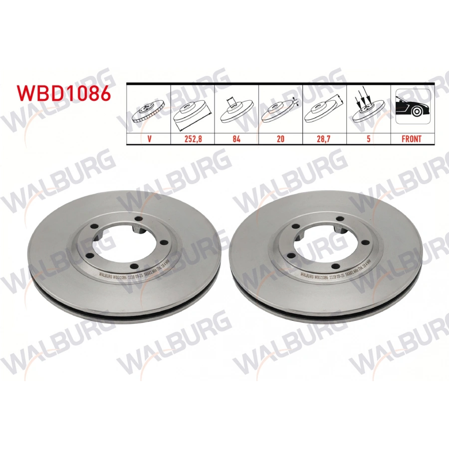 FREN DISKI ON HAVALI 5 BJN 252,8X20X84X28,7 HYUNDAI H100 2.5 D 1993-2004