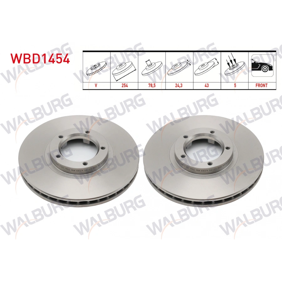 FREN DISKI ON HAVALI 5 BJN 254X24,3X78,5X43 FORD TRANSIT (T12) 2.5 D - 2.5 DI 1991-1998