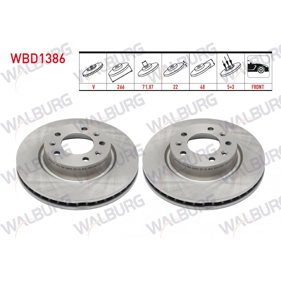 FREN DISKI ON HAVALI PERFORMANS DELIKLI 5 BJN 266X22X71,07X48 PEUGEOT 308 II 1.6 HDI 2014 / 308 II 1.2 THP 2014- / 308 II 1.2 VTI 2014- / 308 II 1.6 THP 2014-