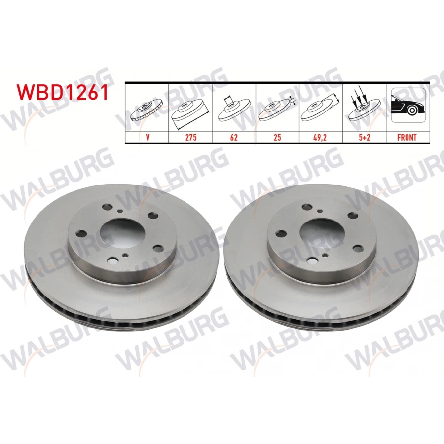 FREN DISKI ON HAVALI 5 BJN 275X25X62X49,2 TOYOTA RAV4 II (CLA2_, XA2_, ZCA2_, ACA2_) 2.0 VVT-I 4X4 2000-2006