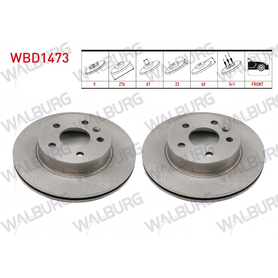 FREN DISKI ON HAVALI PERFORMANS DELIKLI 5 BJN 276X22X67X60MERCEDES VITO (638) 108 CDI - 110 CDI - 112 CDI 1997-2003