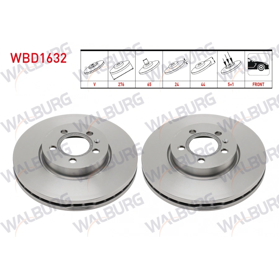 FREN DISKI ON HAVALI 5 BJN 276X24X65X44 SKODA KAMIQ 2019- / SCALA 2019- / VW POLO VI 2017- / T-CROSS 2018- / SEAT ARONA 2017- / IBIZA V 2017- / AUDI A1 SPORTBACK 2018-