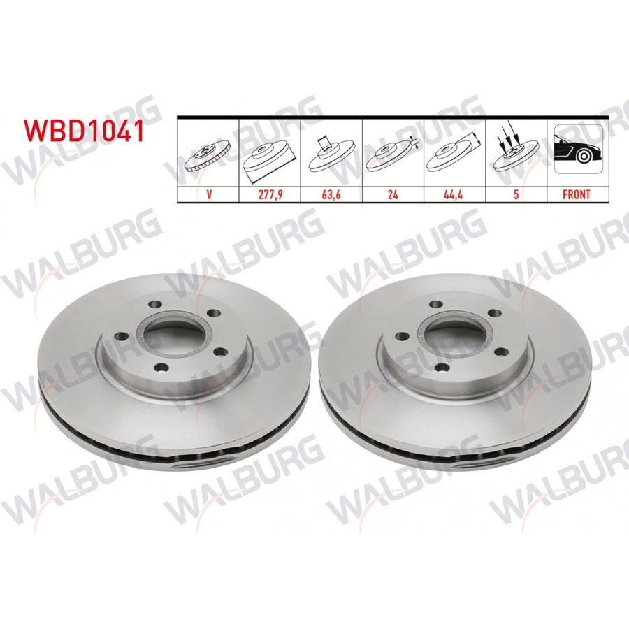 FREN DISKI ON HAVALI 5 BJN 277,9X24X63,6X44,4 FORD TRANSIT CONNECT 1.8 TDCI 2002-2013 / TOURNEO CONNECT 1.8 TDCI 2002-2013
