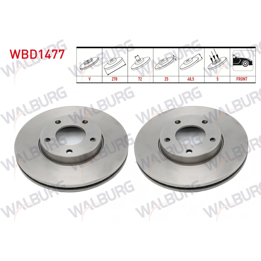 FREN DISKI ON HAVALI 5 BJN 278X25X72X48,5 MAZDA 3 (BL) 1.6 2003-2009