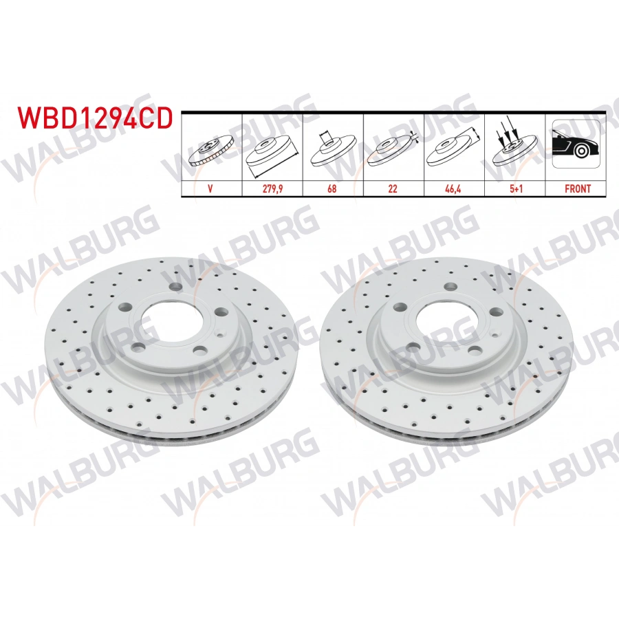 FREN DISKI ON HAVALI KAPLAMALI PERFORMANS DELIKLI 5 BJN 279,9X22X68X46,4 VOLKSWAGEN PASSAT 1.6-1.8-1.8T-1.9 TDI-2.5 TDI 1996-2000/AUDI A4 1.6-1.8-1.8T-1.9 TDI-2.5 TDI 1994-2001/A4 1.6-1.8-1.9 TDI-2.0