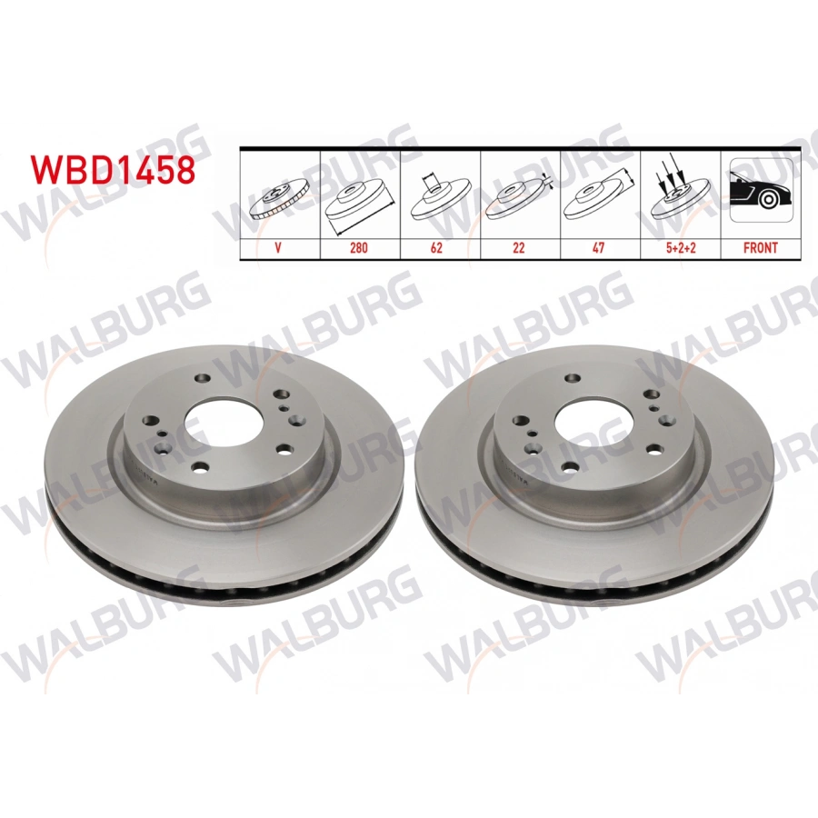 FREN DISKI ON HAVALI 5 BJN 280X22X62X47 SUZUKI VITARA 1.4i - 1.6i - 1.6 DDIS 2015- / SX4 S-Cross 1.6 - 1.6 DDIS 2013-