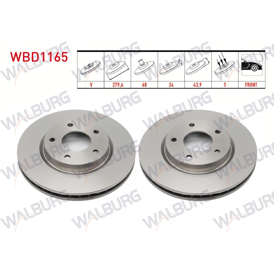 FREN DISKI ON HAVALI PERFORMANS DELIKLI 5 BJN 280X24X68X44 NISSAN JUKE 1.5 DCI 2010- / JUKE 1.6 DIG-T 2010-