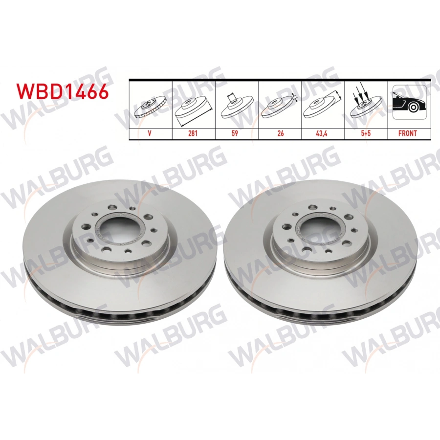 FREN DISKI ON HAVALI 5 BJN 281X26X59X43,4 FIAT EGEA 1.4 16v - 1.6 MJT HB 2016-