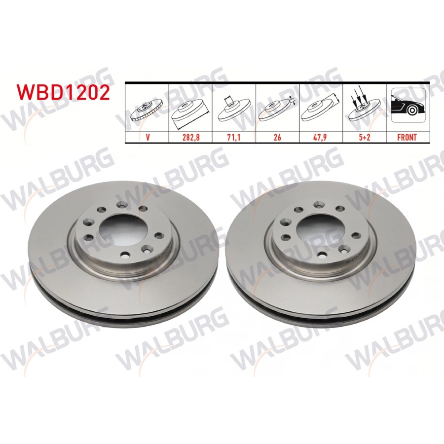 FREN DISKI ON HAVALI 5 BJN 282,8X26X71,1X47,9 PEUGEOT 407 1.6 HDI 2004-2011/407 2.0 HDI 2004-2011/508 SW 1.6 HDI 2010-/508 SW 1.6 E-HDI 2010-/508 SW 2.0 HDI 2010-/508 1.6 HDI 2010-/508 2.0 HDI 2010-