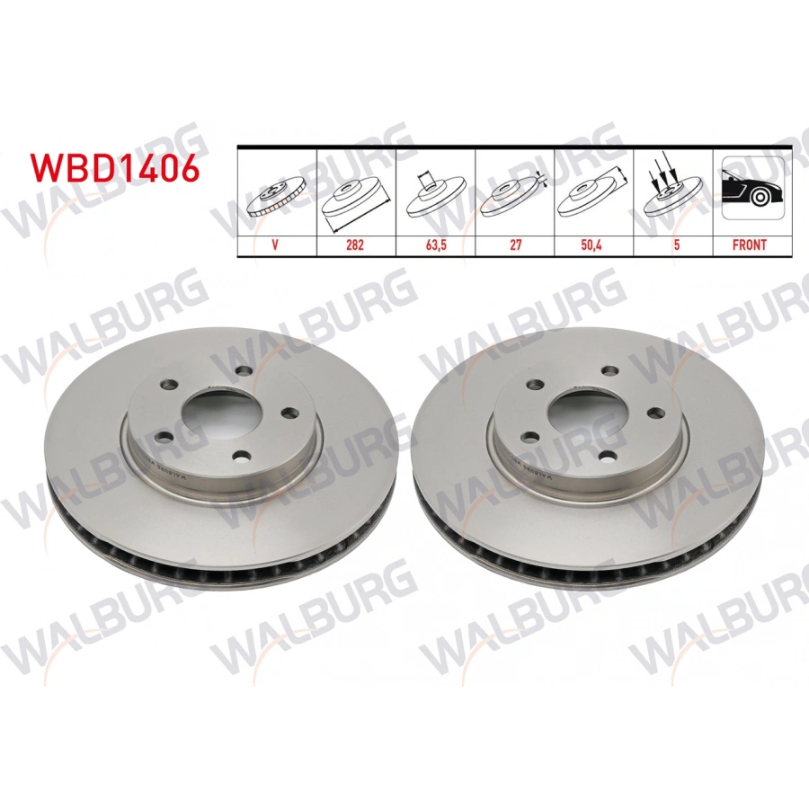 FREN DISKI ON HAVALI 5 BJN 282X27X63,5X50,4 FORD FOCUS IV 1.5 EcoBoost 2018- / FOCUS IV 1.5 Ti-VCT 2018-