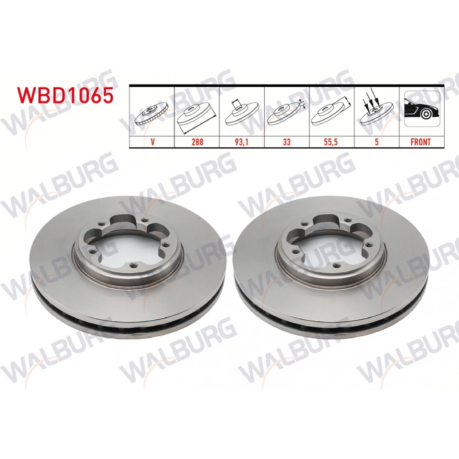 FREN DISKI ON HAVALI 5 BJN 288X33X93,1X55,5 FORD TRANSIT CUSTOM (V362) 2.2 TDCI 2012-