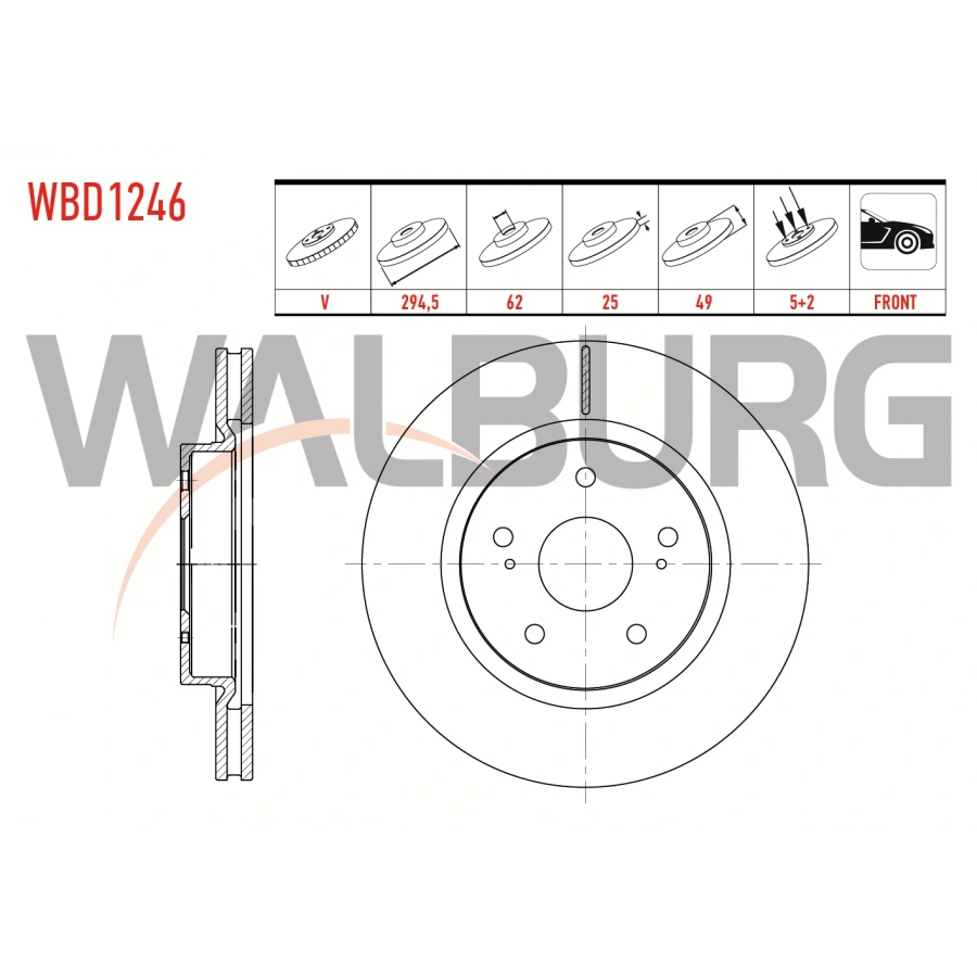 FREN DISKI ON HAVALI KAPLAMALI PERFORMANS DELIKLI 5 BJN 294,5X25X62X49 SUZUKI GRAND VITARA II (JT) 1.6 VVT-I 5 KAPI 2005-/ VITARA II (JT) 1.9 DDIS 2005- / VITARA II (JT) 2.0i 2005-