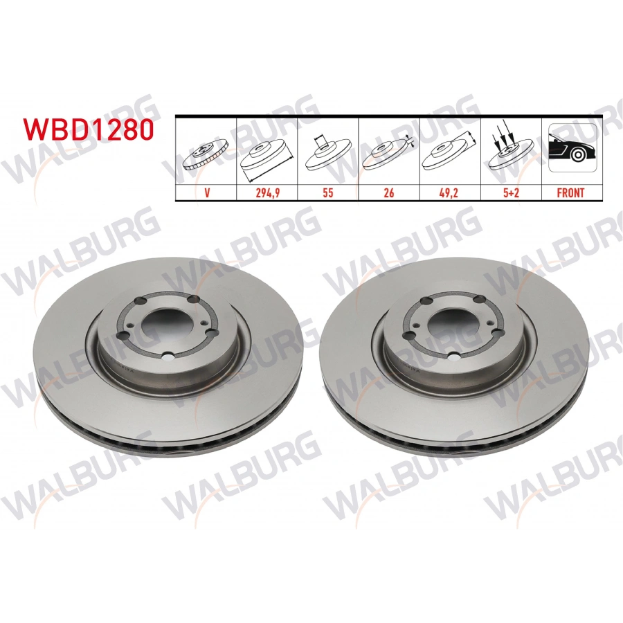 FREN DISKI ON HAVALI KAPLAMALI PERFORMANS DELIKLI 5 BJN 294,9X26X55X49,2 TOYOTA AVENSIS (T25) 2.0 D-4D 2003-2008