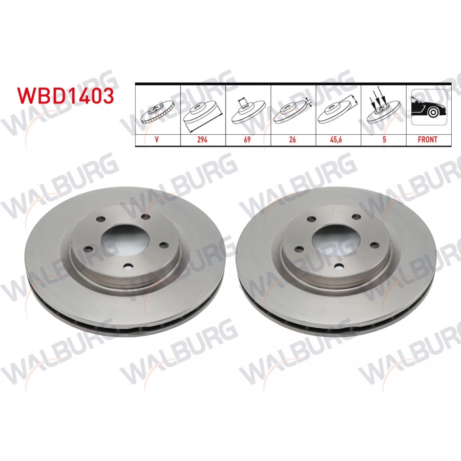 FREN DISKI ON HAVALI 5 BJN 294X26X69X45,5 MITSUBISHI ASX (GA,W) 1.6 2010- / OUTLANDER II 2.4 2006-2012 / OUTLANDER III 2.0 2012-