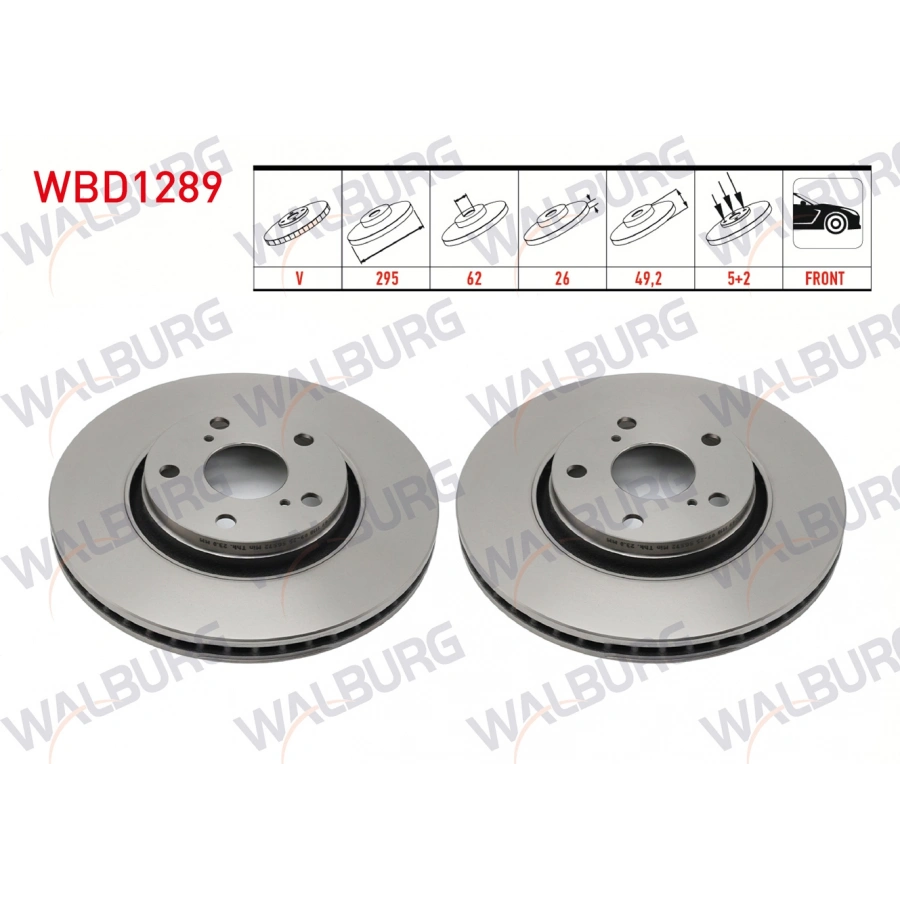 FREN DISKI ON HAVALI 5 BJN 295X26X62X49,2 TOYOTA AVENSIS 2.0 D-4D 2009- / AVENSIS 1.8i 2009- / AVENSIS 1.6i 2009-