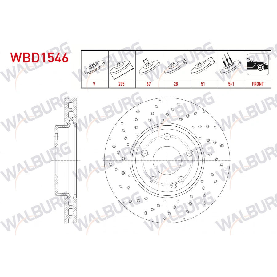 FREN DISKI ON HAVALI 5 BJN 295X28X67X51 MERCEDES A SERISI (W176) A 160 CDI 2012-