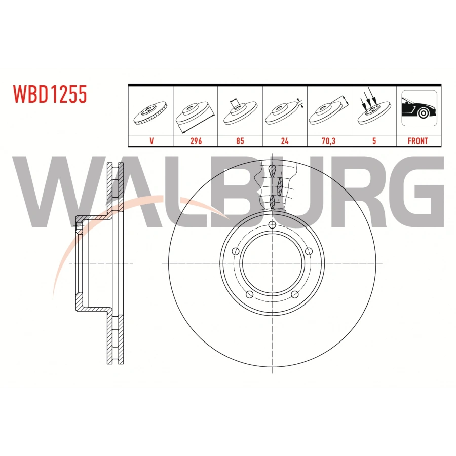 FREN DISKI ON HAVALI 5 BJN 296X24X85X70,3 TATA XENON 2.2 16v TD 4X2 2011-