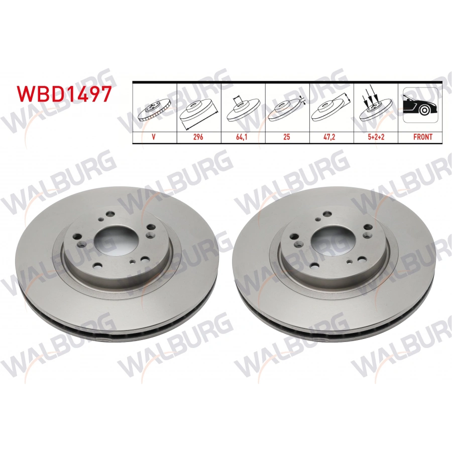 FREN DISKI ON HAVALI 5 BJN 296X25X64,1X47,2 HONDA ACCORD VIII (CU) 2.0 I-VTEC 2008-2015