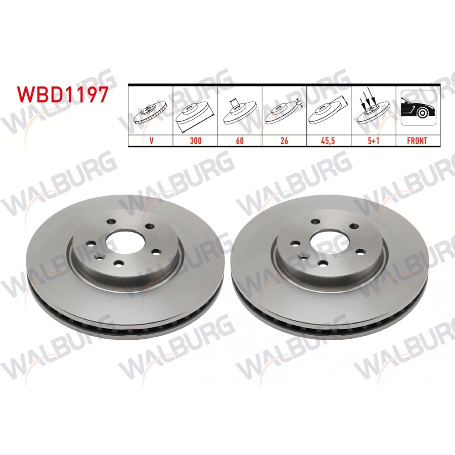 FREN DISKI ON HAVALI 5 BJN 300X26X60X45,5 OPEL MOKKA 1.6 CDTI - 1.6 CDTI - 1.6 - 1.4 - 2012- / CHEVROLET TRAX 1.4 - 1.6 2012-2014