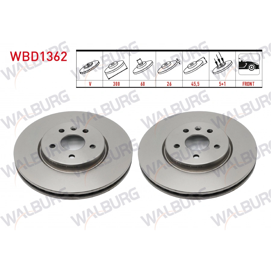 FREN DISKI ON HAVALI 5 BJN 300X26X60X45,50 OPEL ASTRA K 1.6 CDTI -1.6i -1.4i 16 JANT 2015-