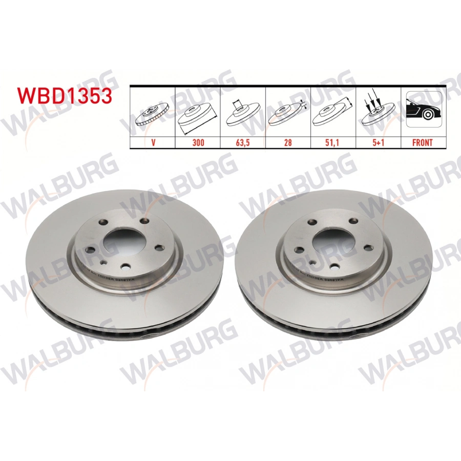 FREN DISKI ON HAVALI KAPLAMALI PERFORMANS DELIKLI 5 BJN 300X28X63,5X51,1 FORD MONDEO V 1.6 TDCI 2014- / MONDEO V 1.5 EcoBoost 2014- / MONDEO V 2.0 TDCI 2014