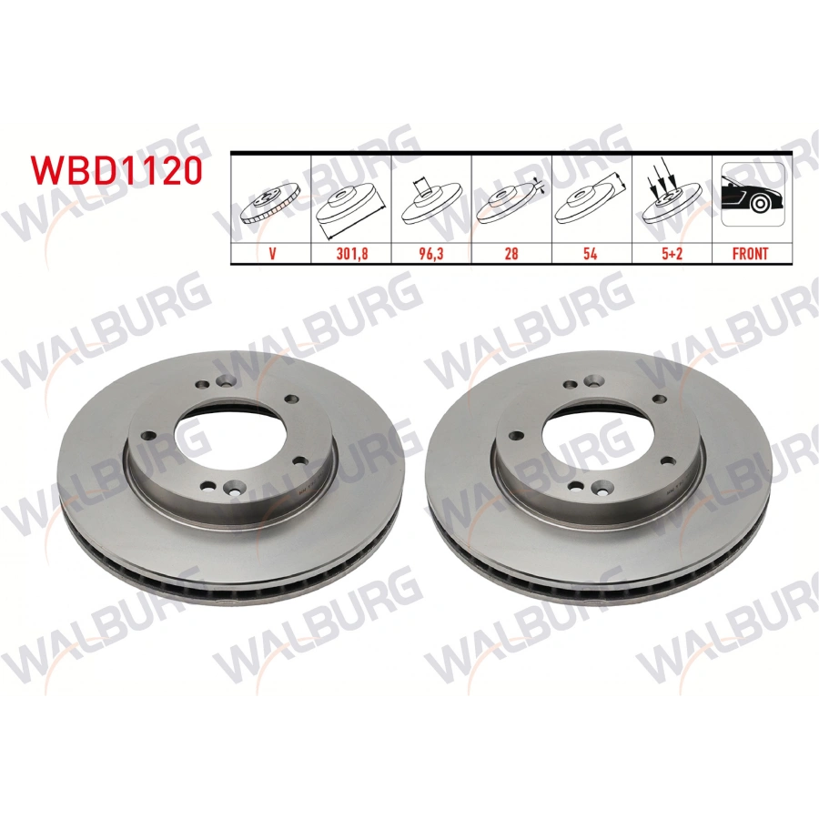 FREN DISKI ON HAVALI KAPLAMALI PERFORMANS DELIKLI 5 BJN 301,8X28X96,3X54 KIA SORENTO I (JC) 2.5 CRDI 2002-2009 / SORENTO I (JC) 2.4i 2002-2009